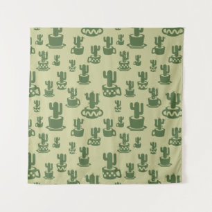 Succulent cactussilhouet in bekertjes en potten wandkleed