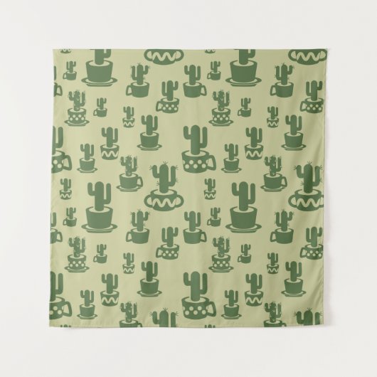 Succulent cactussilhouet in bekertjes en potten wandkleed (Voorkant)