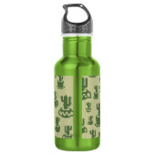 Succulent cactussilhouet in bekertjes en potten waterfles (Achterkant)