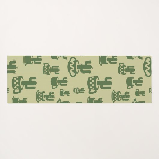 Succulent cactussilhouet in bekertjes en potten yogamat (Achterkant (horizontaal))