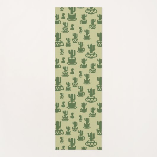 Succulent cactussilhouet in bekertjes en potten yogamat (Voorkant)