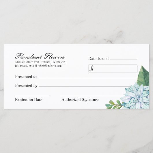  Succulent Cadeaubon (Achterkant)