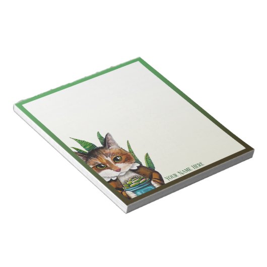 Succulent Calico Cat - Gepersonaliseerd Notitieblo Notitieblok (Schuin)