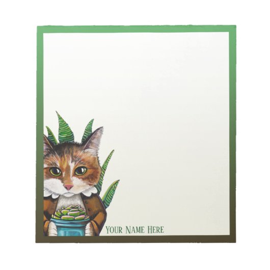 Succulent Calico Cat - Gepersonaliseerd Notitieblo Notitieblok (Voorkant)