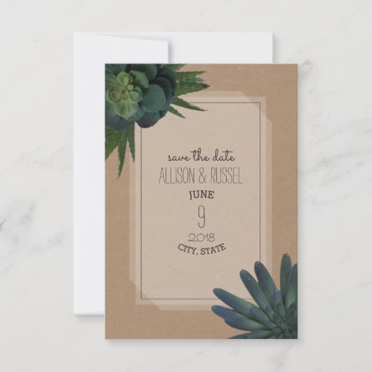 Succulent Cardstock geïnspireerd door huwelijk spa Save The Date (Voorkant)