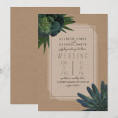 Succulent Cardstock geïnspireerde bruiloft uitnodi Kaart (Voorkant / Achterkant)