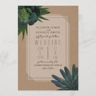 Succulent Cardstock geïnspireerde bruiloft uitnodi Kaart