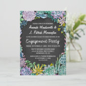 Succulent Chalkboard Engagement Party Uitnodiginge Kaart (Staand voorkant)