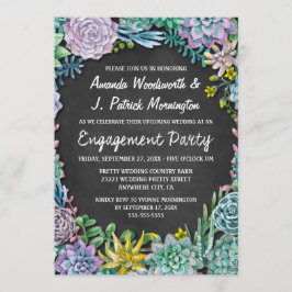 Succulent Chalkboard Engagement Party Uitnodiginge Kaart