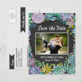 Succulent Chalkboard Wedding Save The Date Kaarten (Voorkant / Achterkant)