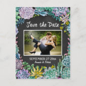Succulent Chalkboard Wedding Save The Date Kaarten (Voorkant)