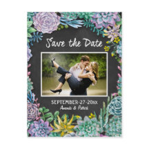 Succulent Chalkboard Wedding Save The Date Kaarten