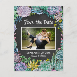 Succulent Chalkboard Wedding Save The Date Kaarten