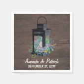 Succulent Country Rustieke Lantaarn Bruiloft Serve Servet (Voorkant)