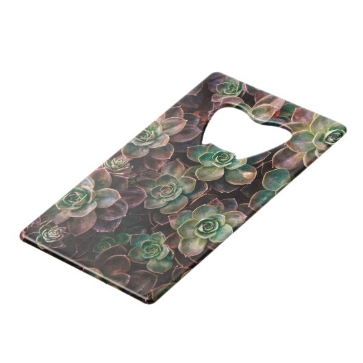Succulent Creditkaart Flessenopener (Voorkant Gekanteld)
