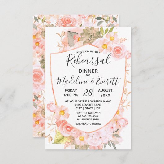 Succulent Crest Floral Wedding repetitie diner Kaart (Voorkant / Achterkant)