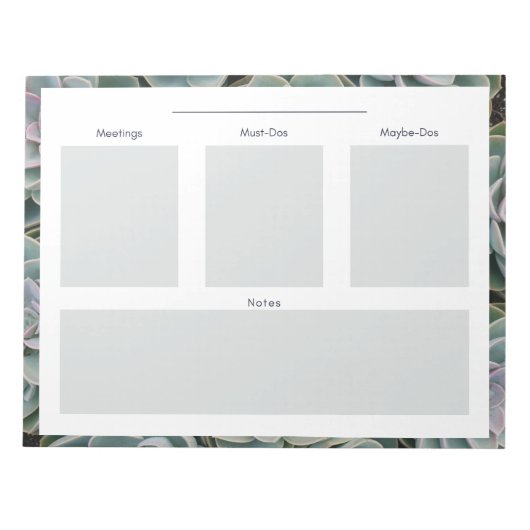 Succulent Dagelijks Planning Notitieblok (Voorkant)