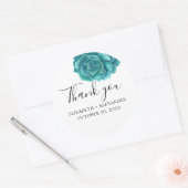 Succulent dank je. Blauwe cactus bruiloft. cactuss Ronde Sticker (Envelop)