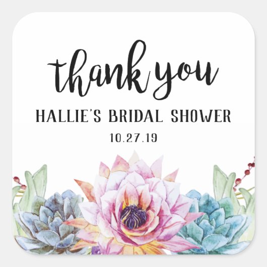 Succulent Dank u Sticker (Voorkant)