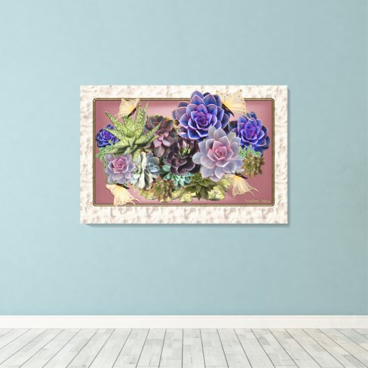 Succulent decor canvas afdruk (Insitu (Houten vloer))