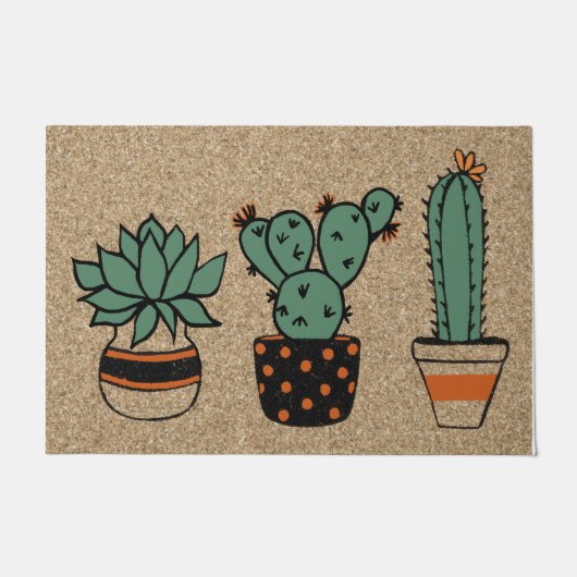 Succulent Decor, Schattigee Cactus Mat, Welkom Mat (Voorkant)