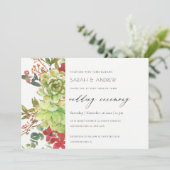 Succulent Desert Cactus Red Floral Wedding Invite Bedankkaart (Staand voorkant)