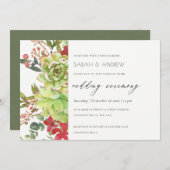 Succulent Desert Cactus Red Floral Wedding Invite Bedankkaart (Voorkant / Achterkant)