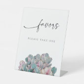 Succulent Desert Favors Sign Reclamebord Met Voetstuk (Voorkant)
