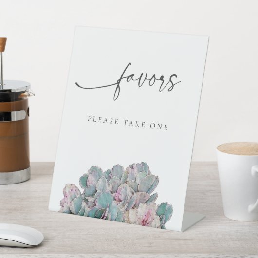 Succulent Desert Favors Sign Reclamebord Met Voetstuk (Insitu)