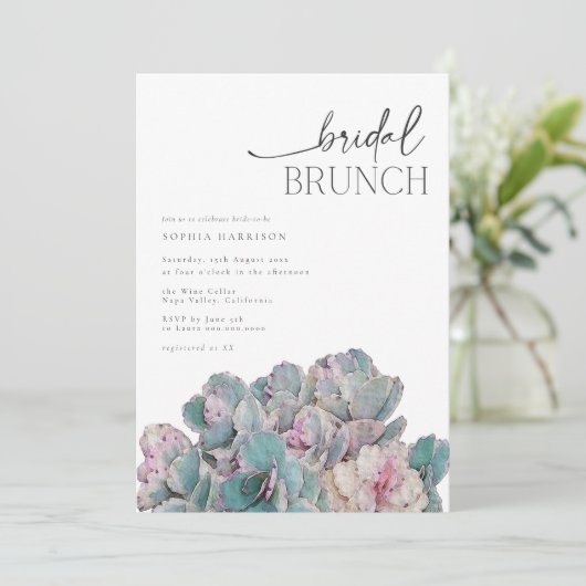 Succulent Desert Minimal Bridal Brunch Kaart (Staand voorkant)