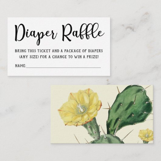 Succulent Diaper Raffle Tickets Informatiekaartje (Voorkant / Achterkant)