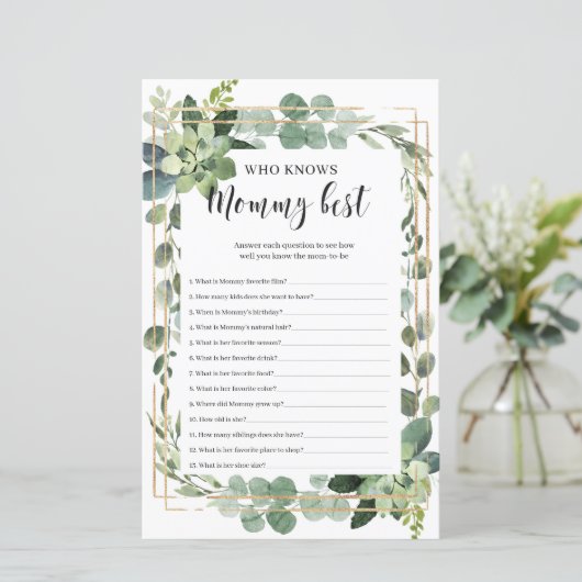 Succulent die het beste baby shower-spel kent (Staand voorkant)