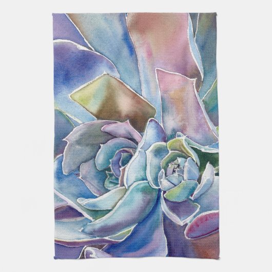Succulent Echeveria Kitchen Towel Theedoek (Verticaal)