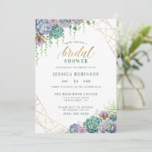 Succulent & Elegant Gold Script-Vrijgezellenfeest Kaart (Staand voorkant)