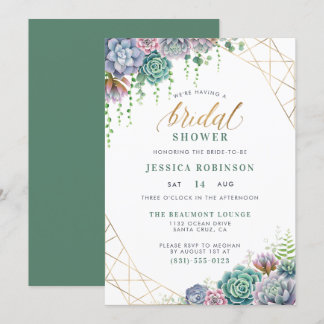 Succulent & Elegant Gold Script-Vrijgezellenfeest Kaart