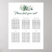 Succulent Elegant Wedding Seating Chart Poster (Voorkant)