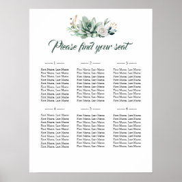 Succulent Elegant Wedding Seating Chart Poster