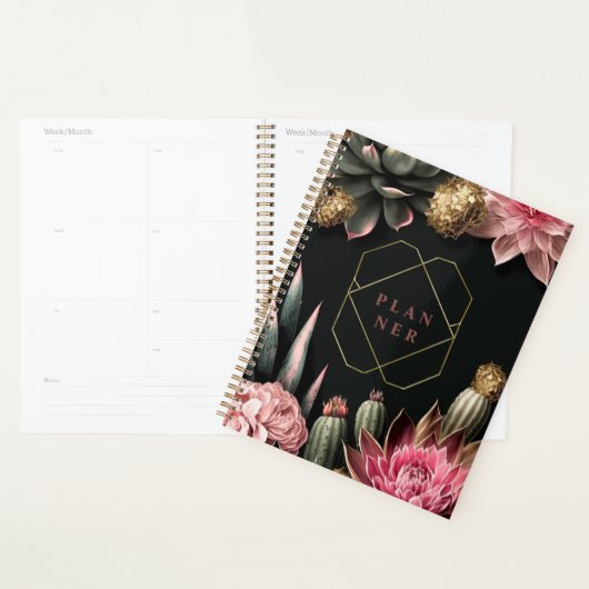 Succulent en bloemachtergrond planner (Display)