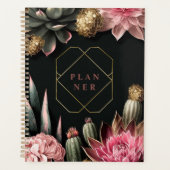 Succulent en bloemachtergrond planner (Voorkant)