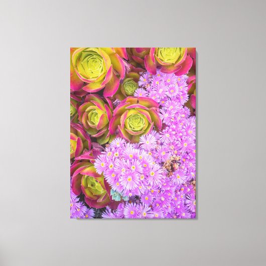 Succulent en bloemen canvas afdruk (Voorkant)