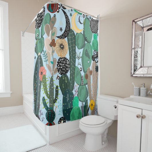 Succulent en cactus douchegordijn (In situ)