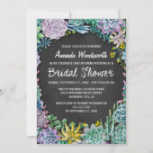 Succulent en Chalkboard Bridal Shower Uitnodiginge Kaart (Voorkant)