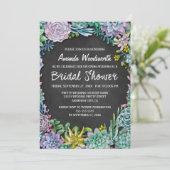 Succulent en Chalkboard Bridal Shower Uitnodiginge Kaart (Staand voorkant)