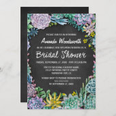 Succulent en Chalkboard Bridal Shower Uitnodiginge Kaart (Voorkant / Achterkant)