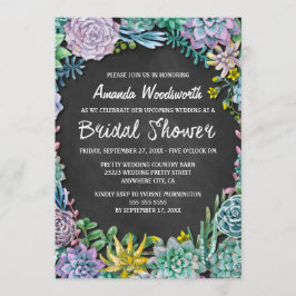 Succulent en Chalkboard Bridal Shower Uitnodiginge Kaart