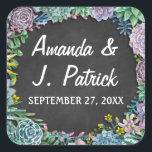 Succulent en Chalkboard bruiloft gunst Stickers<br><div class="desc">Succulent en Chalkboard Wedding Favor Stickers - beschikt over een krijtbordachtergrond met waterverf vetplanten en krijttypografie. Bekijk het volledige bijpassende ontwerp collectie op deze pagina.</div>