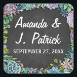 Succulent en Chalkboard bruiloft gunst Stickers<br><div class="desc">Succulent en Chalkboard Wedding Favor Stickers - beschikt over een krijtbordachtergrond met waterverf vetplanten en krijttypografie. Bekijk het volledige bijpassende ontwerp collectie op deze pagina.</div>