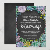 Succulent en Chalkboard bruiloft uitnodigingen (Voorkant / Achterkant)