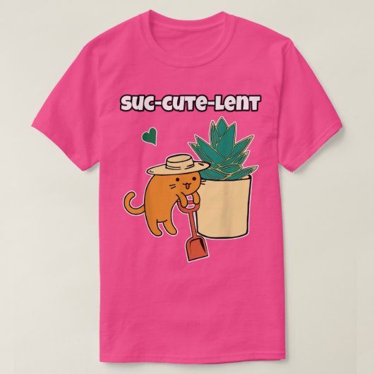 Succulent en Cute Cartoon Cat Potted Plant Garden T-shirt (Design voorkant)