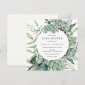 Succulent en Eucalyptus Greenery Baby shower Kaart (Voorkant / Achterkant)